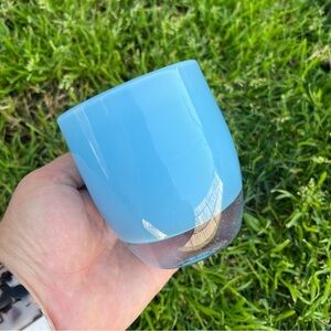 Glassybaby Blue Pre-Triskelion Candle Holder Fortitude? Cabo? Hand Blown Bubbles